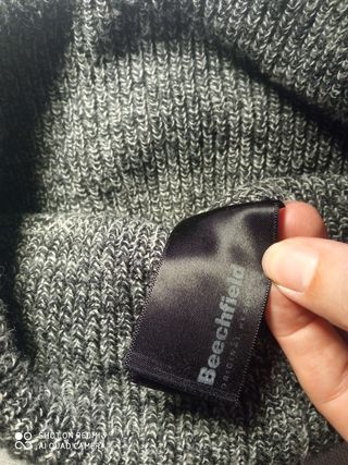 Gorro gris de punto de lana estilo beanie unisex, 