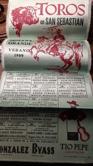 Cartel de toros. SEMANA GRANDE DONOSTIARRA. 