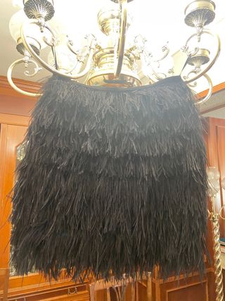 Minifalda negra plumas