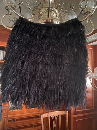 Minifalda negra plumas