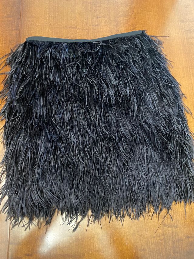 Minifalda negra plumas