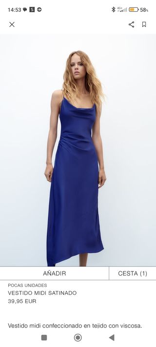 Vestido fiesta Zara azul 