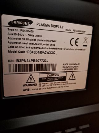 TV plasma de 43 pulgadas