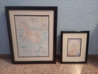 2 CUADROS DE MADERA EN NEGRO