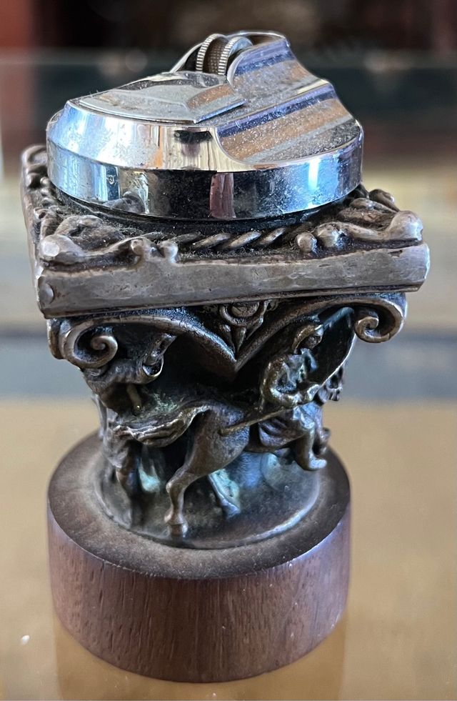 MECHERO DE MESA DE PLATA MACIZA DE GAS