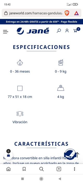 Hamaca evolutiva Jane con vibración y música 