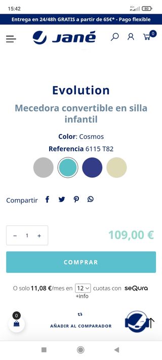 Hamaca evolutiva Jane con vibración y música 