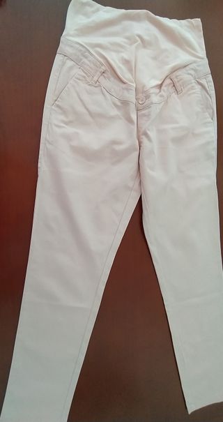 Pantalón premamá talla 42 tipo chino rosa salmón