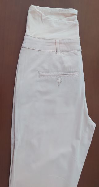 Pantalón premamá talla 42 tipo chino rosa salmón