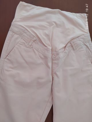 Pantalón premamá talla 42 tipo chino rosa salmón