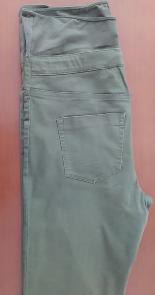 Pantalón premamá talla 42 tipo vaquero verde oscur