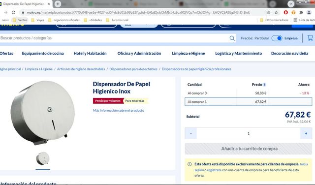 Dispensador papel higienico acero inoxidable