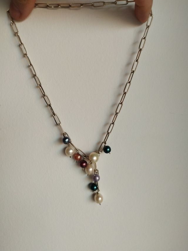 Collar plata y perlas