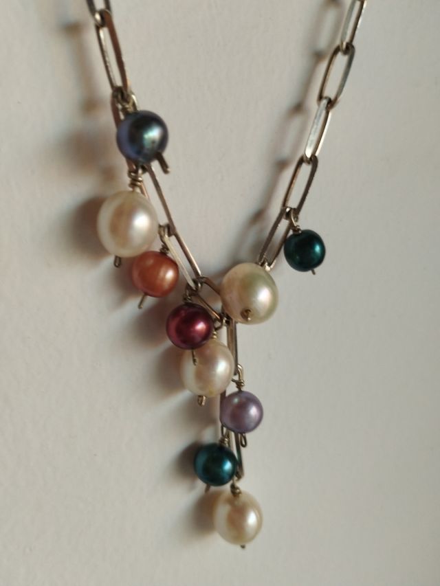 Collar plata y perlas