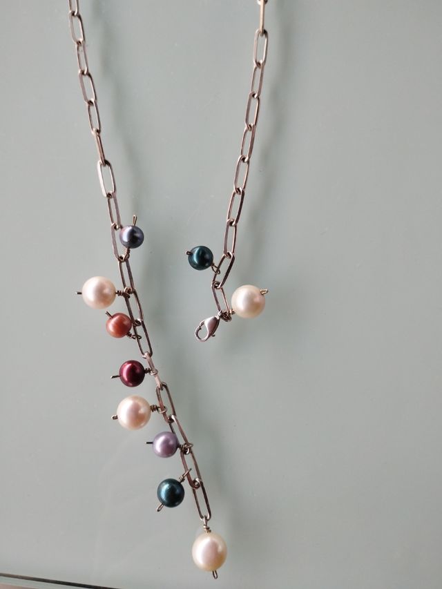 Collar plata y perlas