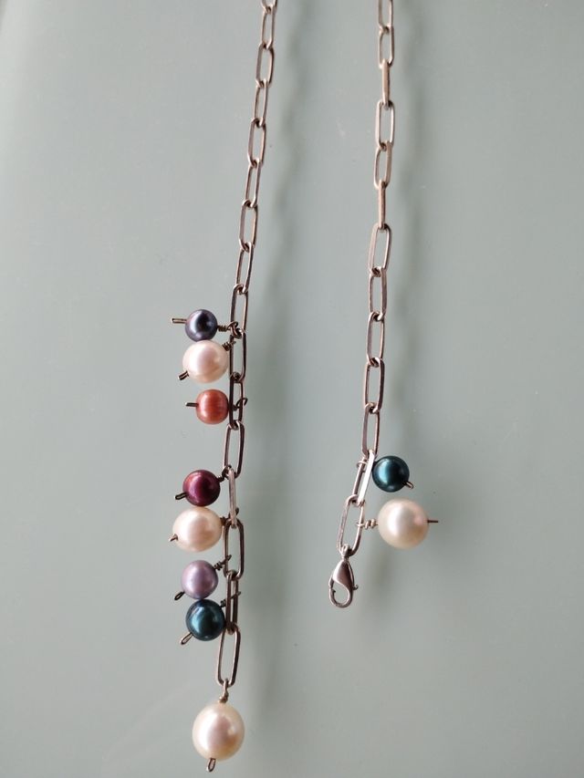 Collar plata y perlas