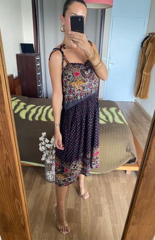 Las Dalias vestido midi estampado floral talla L