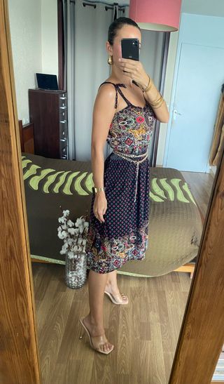 Las Dalias vestido midi estampado floral talla L