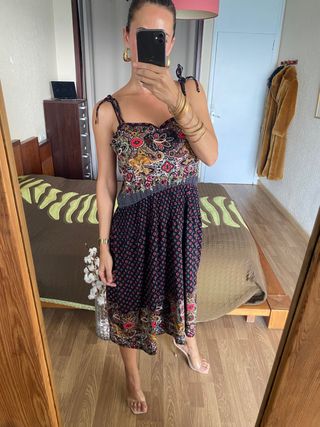 Las Dalias vestido midi estampado floral talla L