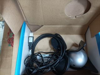 Webcam y auriculares con micrófono 