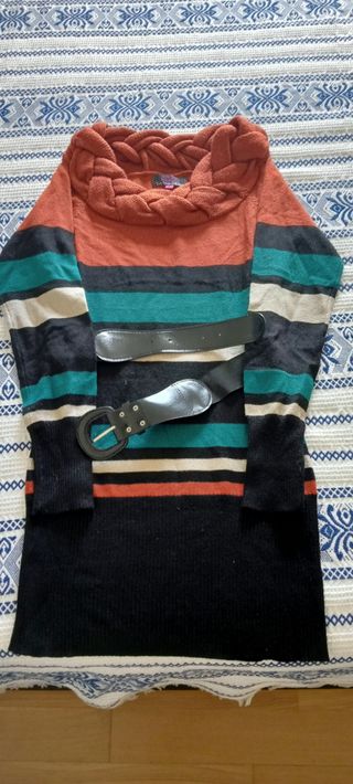Vestido-jersey con cinturón incorporado talla L