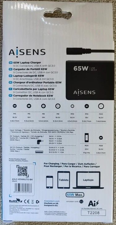 Caricatore automatico compatibile Aisens 65W