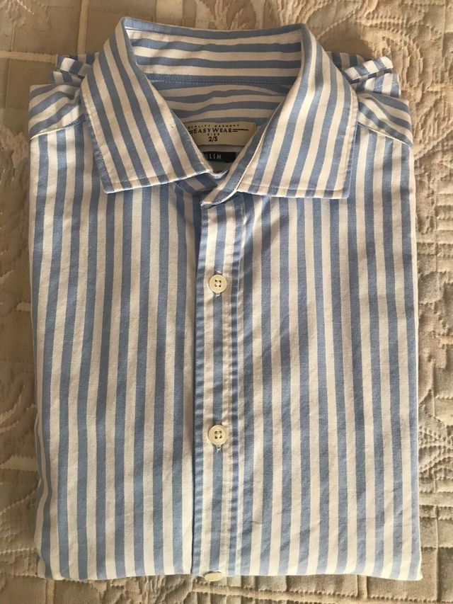 Camisa Oxford rayas azules, talla 2, buen estado