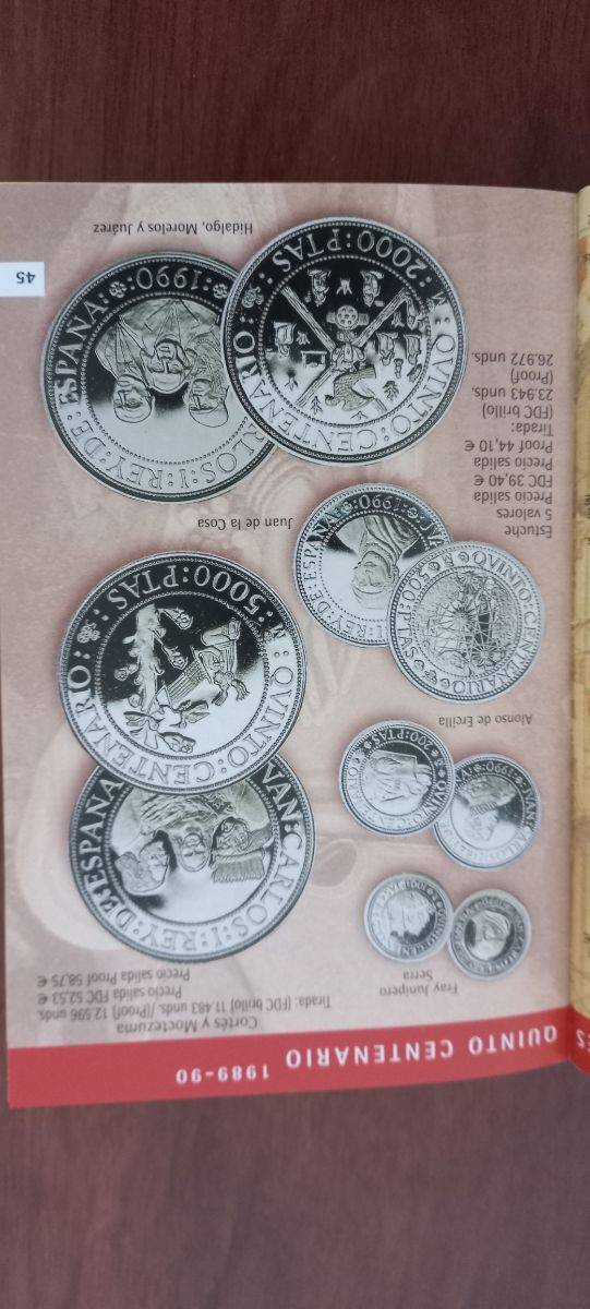 Moneda plata 5000 pesetas Quinto Centenario de segunda mano por 64 EUR