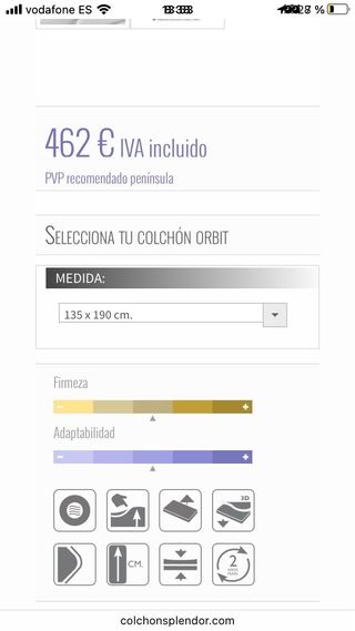 Colchón matrimonio viscoelastico SPLENDOR Orbit