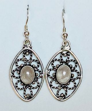 Pendientes con cuarzo rosa en plata de ley 925