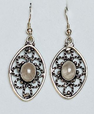 Pendientes con cuarzo rosa en plata de ley 925