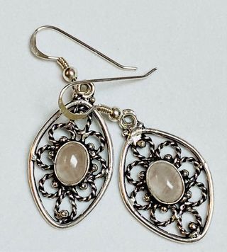 Pendientes con cuarzo rosa en plata de ley 925