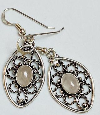 Pendientes con cuarzo rosa en plata de ley 925