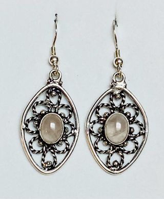 Pendientes con cuarzo rosa en plata de ley 925