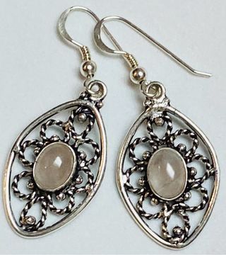 Pendientes con cuarzo rosa en plata de ley 925