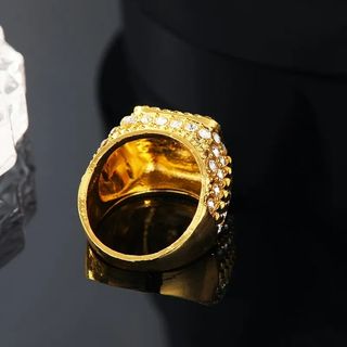 Anillo de Titanio dorado con Circonitas