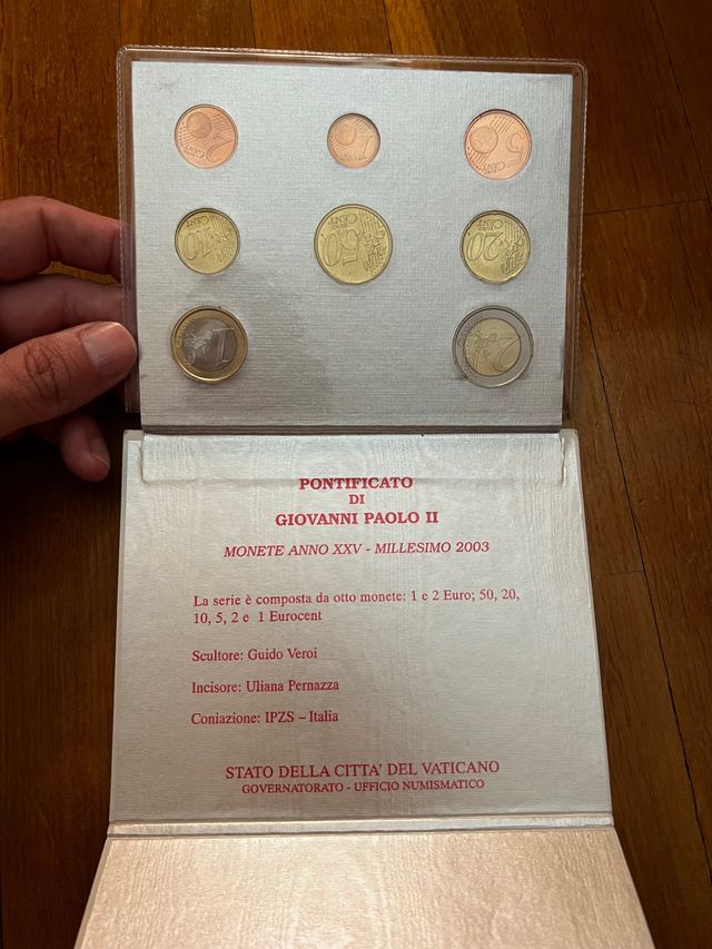 cartera  8 valores Juan Pablo II vaticano 2 € 2003