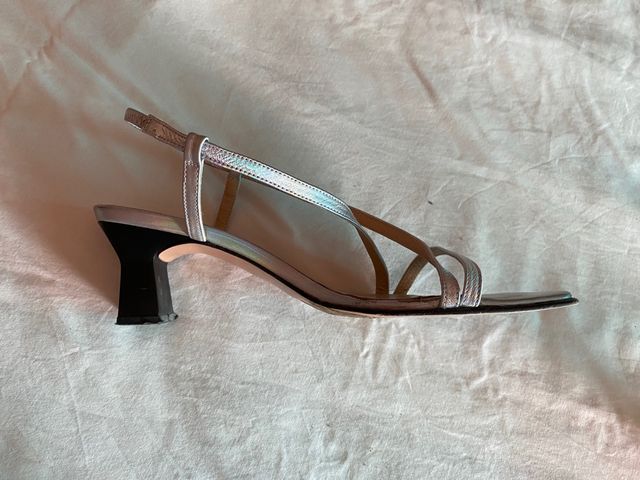 Sandalias de tacón plateadas