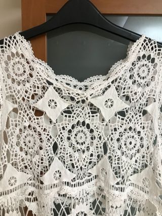 Vestido chaleco crochet blanco