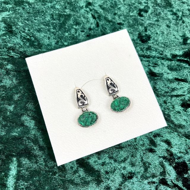 Orecchini argento 925 malachite naturale