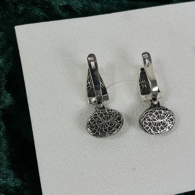 Orecchini argento 925 malachite naturale