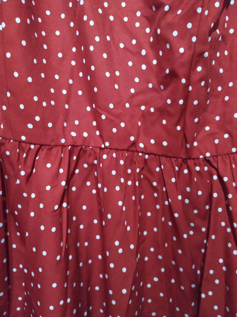 Vestidos Casuales Vestido Rojo Con Bolas Blancas Combinar Vestido