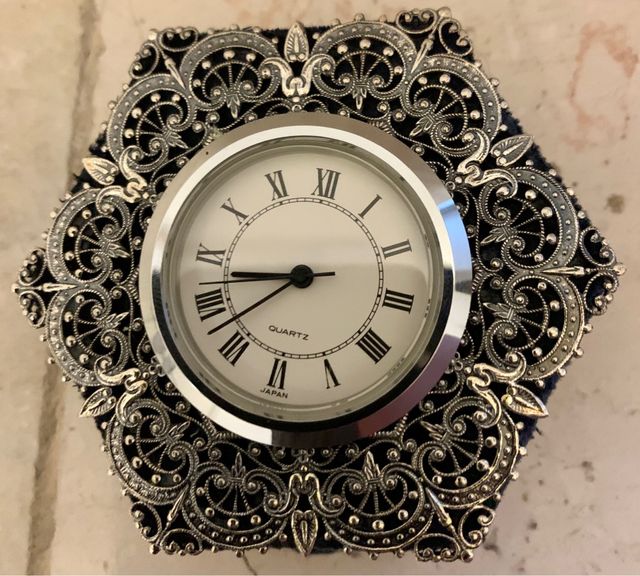 Mini orologio cornice handmade silver plated