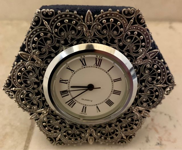 Mini orologio cornice handmade silver plated