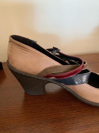 Zapatos Camper beis con tacón tiras colores piel