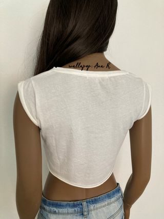 Crop top camiseta blanca Bershka talla XS