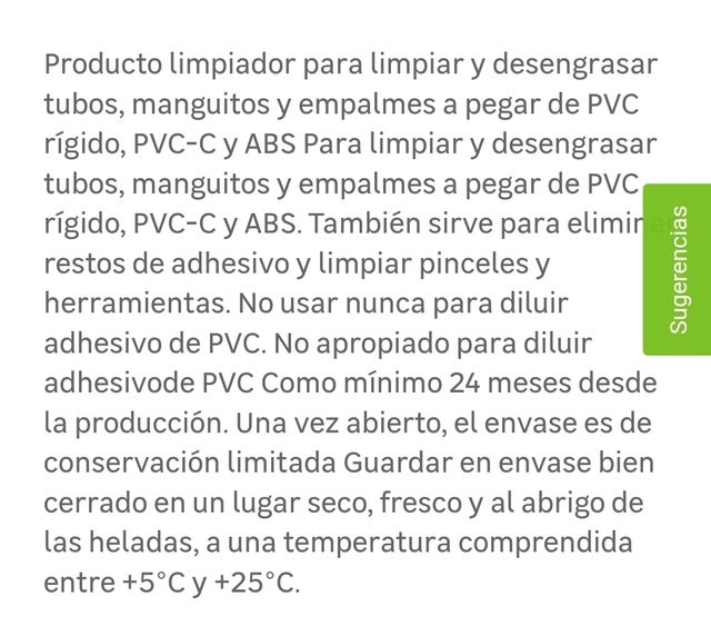 PVC LIMPIADOR .. Nuevo
