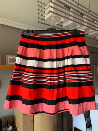Falda rayas rosa y rojo, Talla 38, nueva