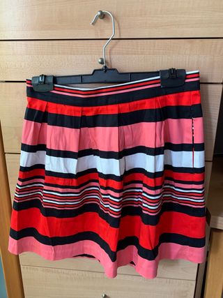 Falda rayas rosa y rojo, Talla 38, nueva