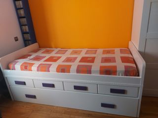 Cama nido con cajones y dos camas y colchones